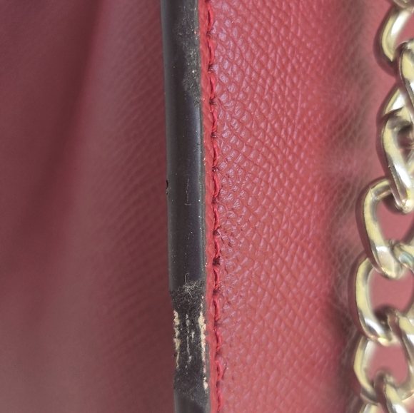 Prada Crossbody Top Handle HandBag Chain Strap Red Women Leather New 2way - Picture 9 of 16